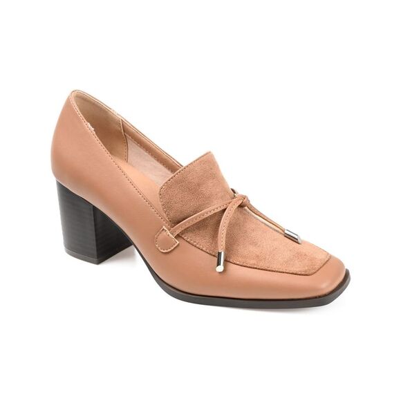 JOURNEE COLLECTION Womens Beige Padded Daria Pointed Toe Block Heel Zip-Up Cowboy Boots